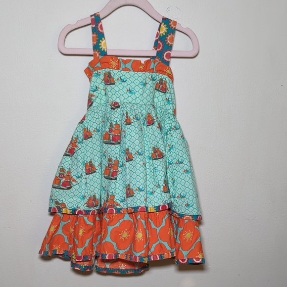 Jelly The Pug Sassy Dress with Pirate Ship and Floral Print Girls Size 12M - Picture 1 of 5